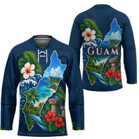 Guam Map Latte Stone Hockey Jersey Hibiscus Floral Coastal Landscape TS04 - Polynesian Pride