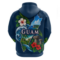 Guam Map Latte Stone Hoodie Hibiscus Floral Coastal Landscape TS04 - Polynesian Pride