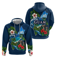 Guam Map Latte Stone Hoodie Hibiscus Floral Coastal Landscape TS04 - Polynesian Pride