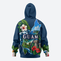 Guam Map Latte Stone Hoodie Hibiscus Floral Coastal Landscape TS04 - Polynesian Pride