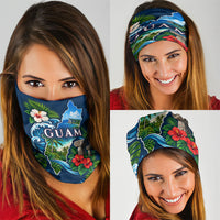 Guam Map Latte Stone Neck Gaiter Hibiscus Floral Coastal Landscape TS04 - Polynesian Pride