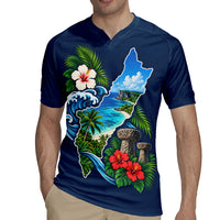 Guam Map Latte Stone Rugby Jersey Hibiscus Floral Coastal Landscape TS04 - Polynesian Pride