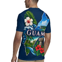 Guam Map Latte Stone Rugby Jersey Hibiscus Floral Coastal Landscape TS04 - Polynesian Pride