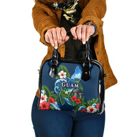 Guam Map Latte Stone Shoulder Handbag Hibiscus Floral Coastal Landscape TS04 One Size Blue Red - Polynesian Pride