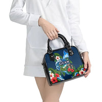 Guam Map Latte Stone Shoulder Handbag Hibiscus Floral Coastal Landscape TS04 - Polynesian Pride