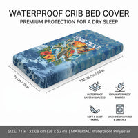 Personalized Hawaii 60th Birthday Sea Turtle Baby Bed Cover Tropical Ocean Wave Floral Surfboard