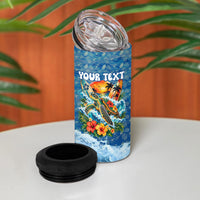 Personalized Hawaii 60th Birthday Sea Turtle 4 in 1 Can Cooler Tumbler Tropical Ocean Wave Floral Surfboard TS04 - Polynesian Pride