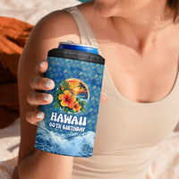 Personalized Hawaii 60th Birthday Sea Turtle 4 in 1 Can Cooler Tumbler Tropical Ocean Wave Floral Surfboard TS04 - Polynesian Pride