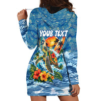 Personalized Hawaii 60th Birthday Sea Turtle Hoodie Dress Tropical Ocean Wave Floral Surfboard TS04 - Polynesian Pride