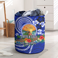 50th Anniversary Wedding Polynesian Laundry Basket Mom And Dad Floral Tribal Jubilee Tropical TS04 Blue - Polynesian Pride