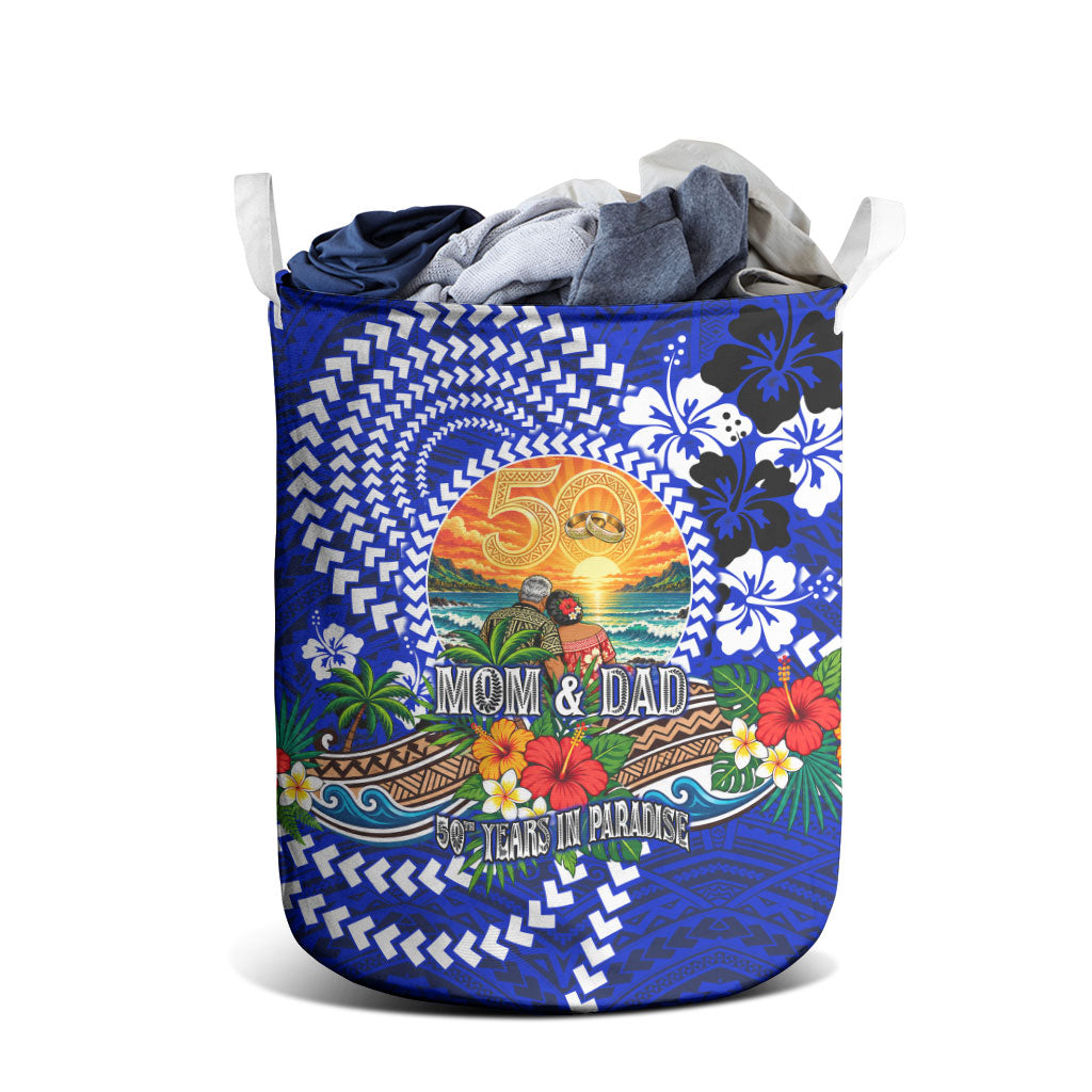 50th Anniversary Wedding Polynesian Laundry Basket Mom And Dad Floral Tribal Jubilee Tropical TS04 - Polynesian Pride