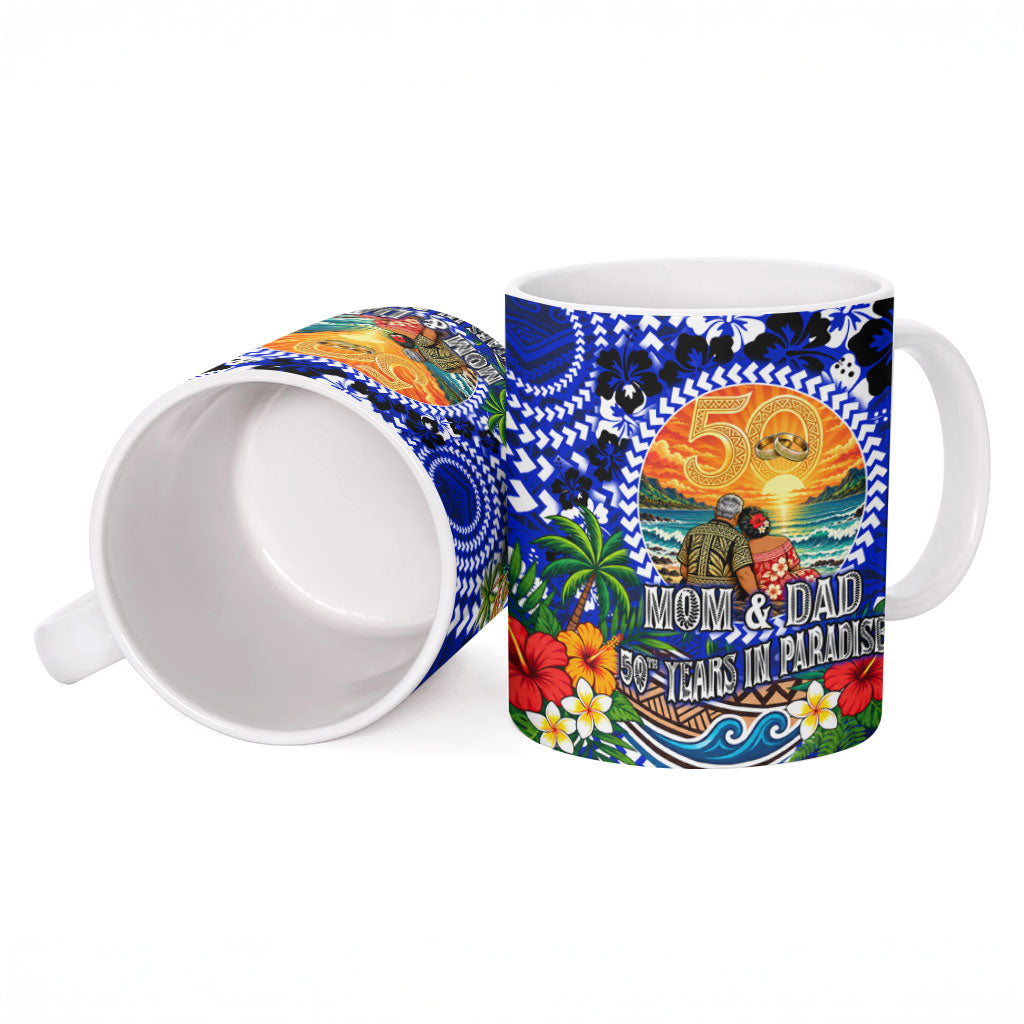 50th Anniversary Wedding Polynesian Ceramic Mug Mom And Dad Floral Tribal Jubilee Tropical TS04 - Polynesian Pride