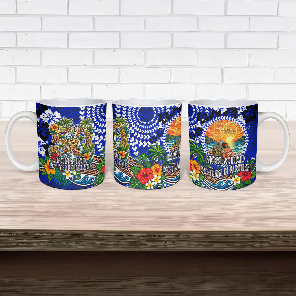 50th Anniversary Wedding Polynesian Ceramic Mug Mom And Dad Floral Tribal Jubilee Tropical TS04 - Polynesian Pride