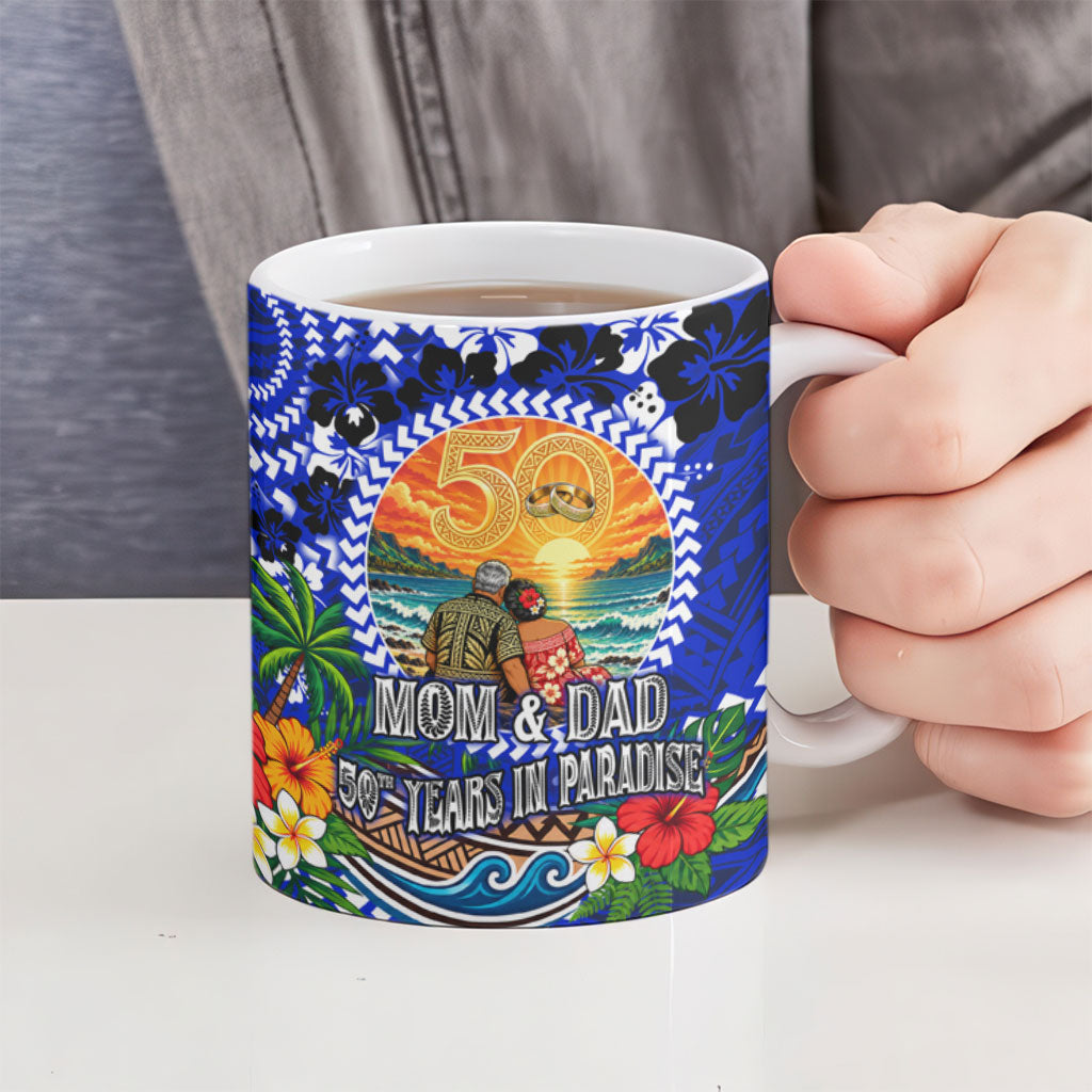 50th Anniversary Wedding Polynesian Ceramic Mug Mom And Dad Floral Tribal Jubilee Tropical TS04 - Polynesian Pride