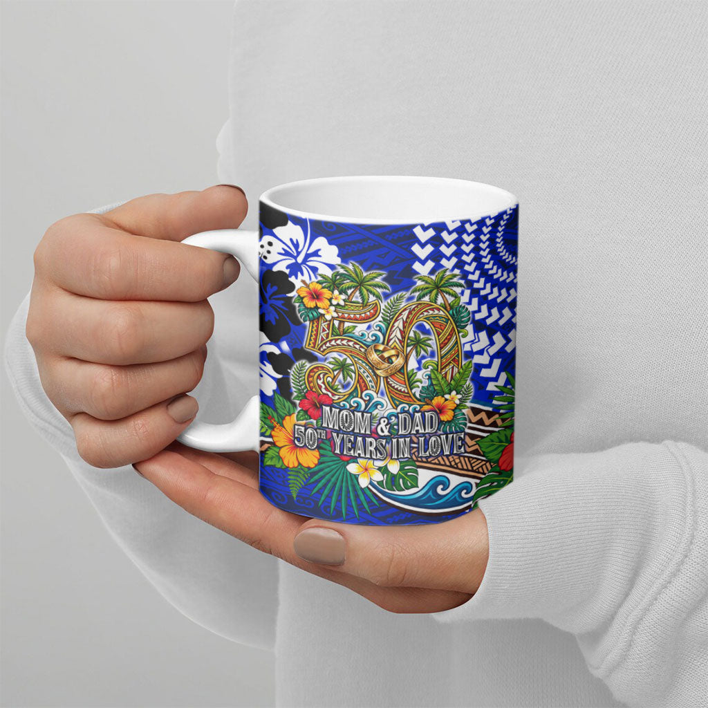 50th Anniversary Wedding Polynesian Ceramic Mug Mom And Dad Floral Tribal Jubilee Tropical TS04 - Polynesian Pride