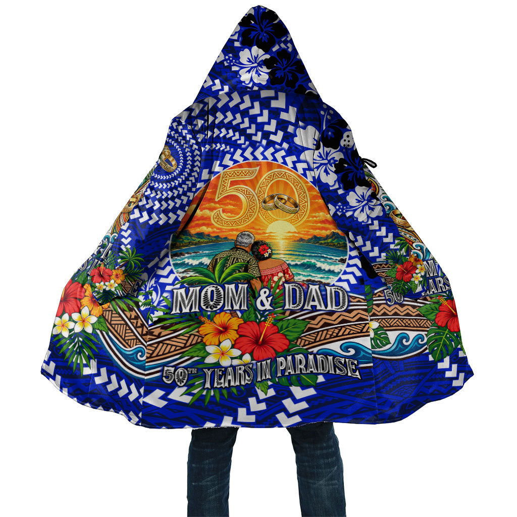 50th Anniversary Wedding Polynesian Cloak Mom And Dad Floral Tribal Jubilee Tropical TS04 Unisex Blue - Polynesian Pride