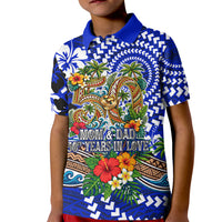50th Anniversary Wedding Polynesian Kid Polo Shirt Mom And Dad Floral Tribal Jubilee Tropical TS04 Kid Blue - Polynesian Pride