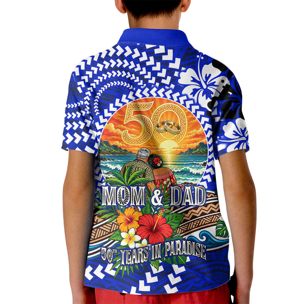 50th Anniversary Wedding Polynesian Kid Polo Shirt Mom And Dad Floral Tribal Jubilee Tropical TS04 - Polynesian Pride
