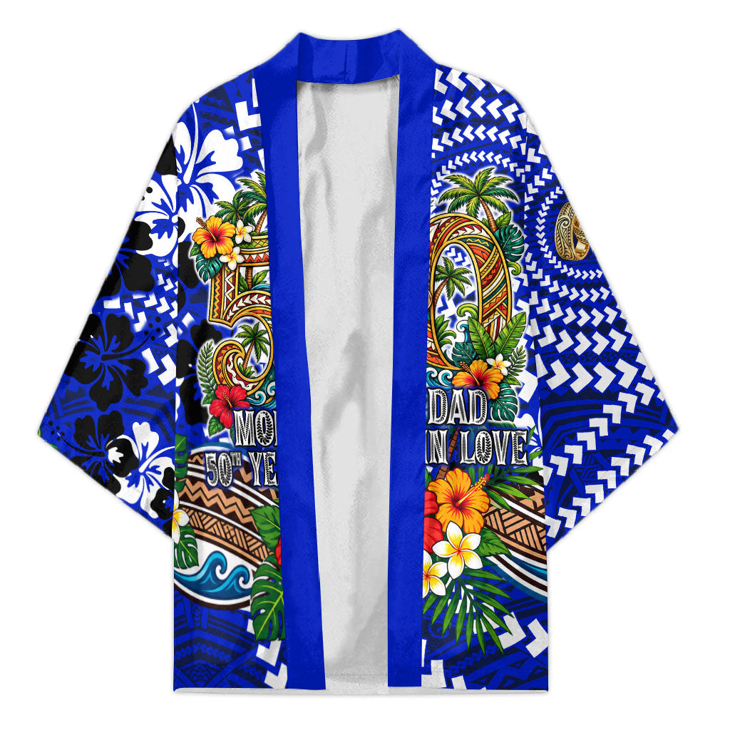 50th Anniversary Wedding Polynesian Kimono Mom And Dad Floral Tribal Jubilee Tropical TS04 Unisex Blue - Polynesian Pride