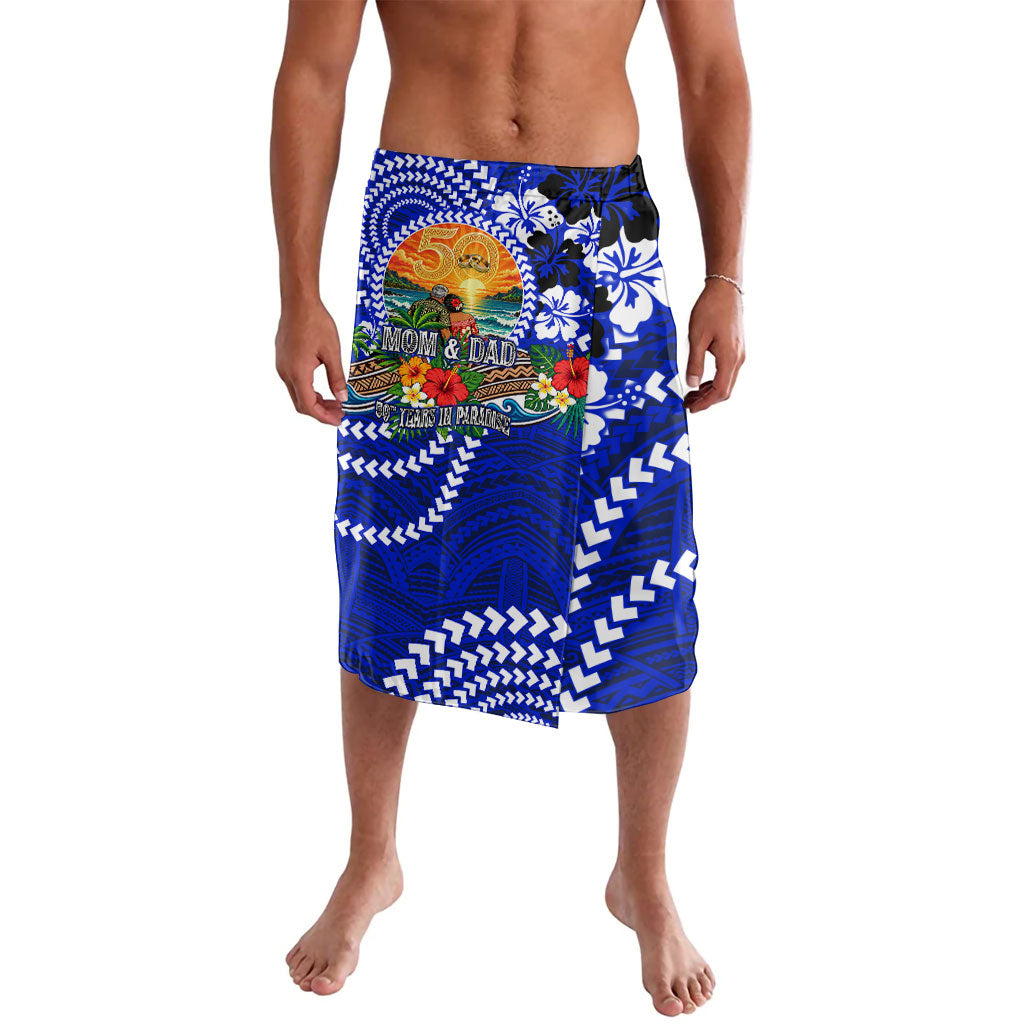 50th Anniversary Wedding Polynesian Lavalava Mom And Dad Floral Tribal Jubilee Tropical TS04 Blue - Polynesian Pride