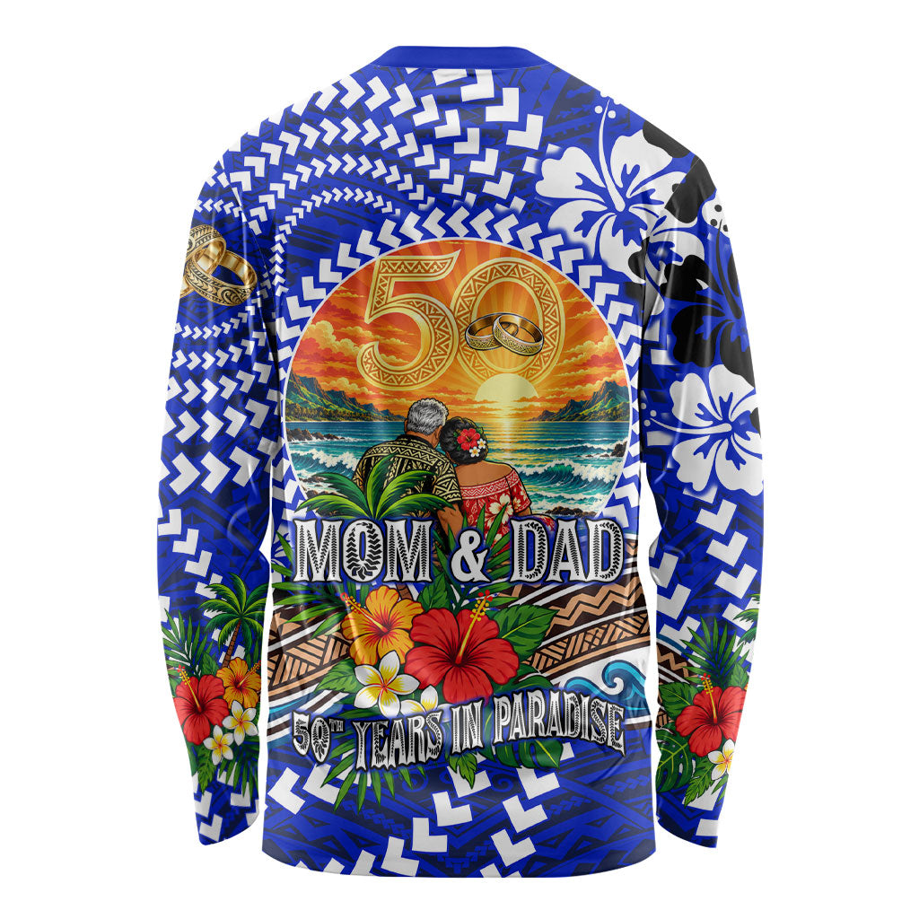 50th Anniversary Wedding Polynesian Long Sleeve Shirt Mom And Dad Floral Tribal Jubilee Tropical TS04 - Polynesian Pride