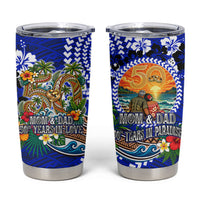 50th Anniversary Wedding Polynesian Tumbler Cup Mom And Dad Floral Tribal Jubilee Tropical TS04 Blue - Polynesian Pride