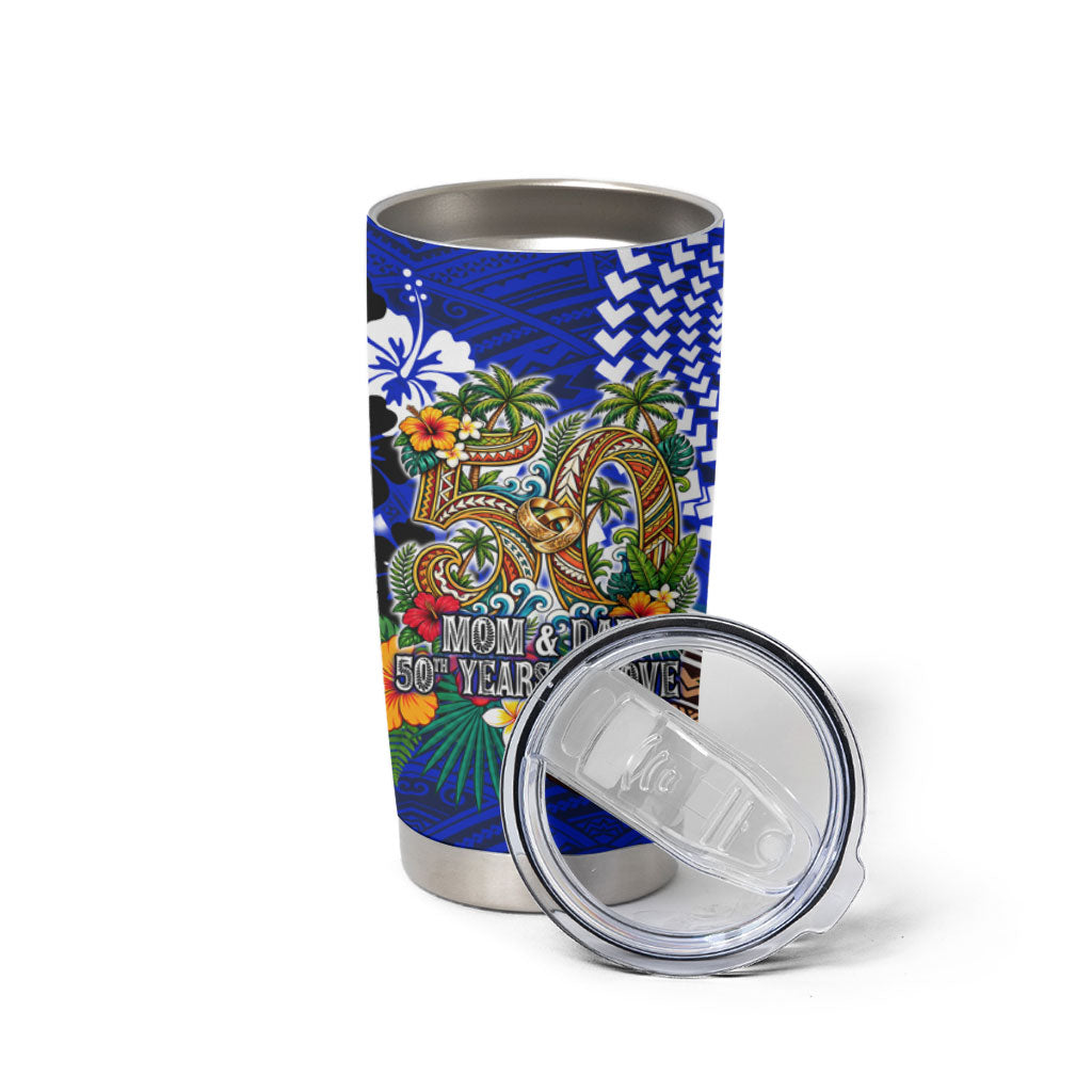 50th Anniversary Wedding Polynesian Tumbler Cup Mom And Dad Floral Tribal Jubilee Tropical TS04 - Polynesian Pride