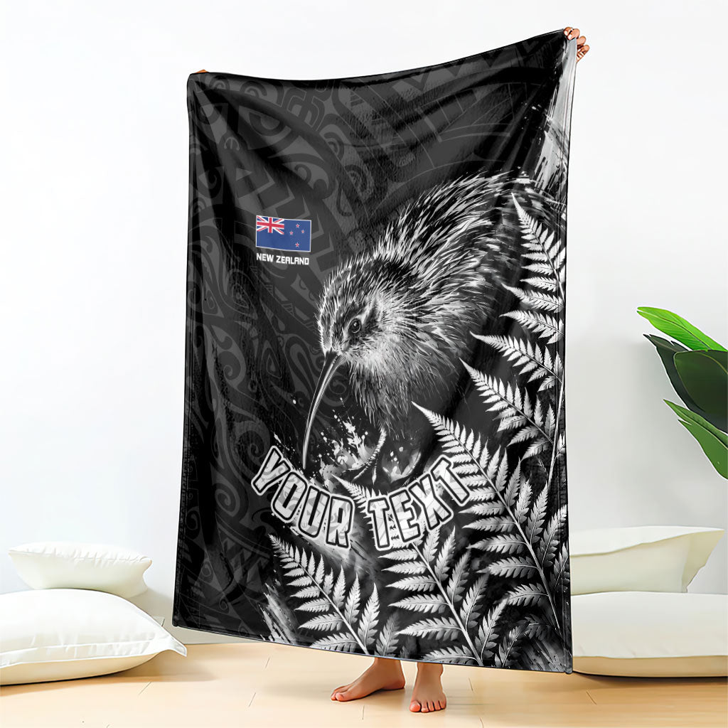 Personalized New Zealand Kiwi Bird Blanket Grunge Maori Tribal Pattern Silver Fern TS04 - Polynesian Pride