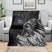 Personalized New Zealand Kiwi Bird Blanket Grunge Maori Tribal Pattern Silver Fern TS04 - Polynesian Pride