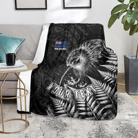 Personalized New Zealand Kiwi Bird Blanket Grunge Maori Tribal Pattern Silver Fern TS04 - Polynesian Pride