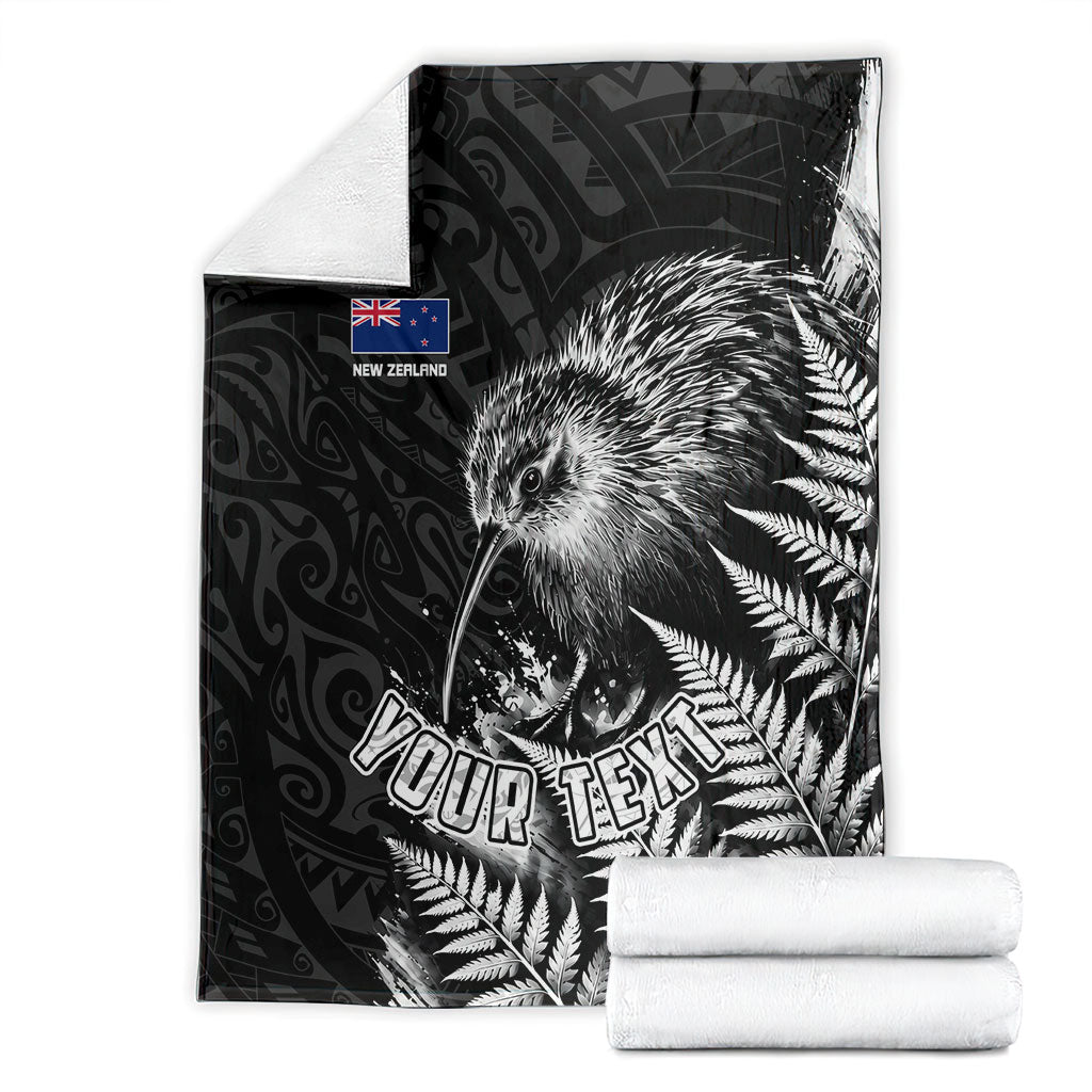 Personalized New Zealand Kiwi Bird Blanket Grunge Maori Tribal Pattern Silver Fern TS04 - Polynesian Pride