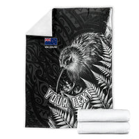 Personalized New Zealand Kiwi Bird Blanket Grunge Maori Tribal Pattern Silver Fern TS04 - Polynesian Pride