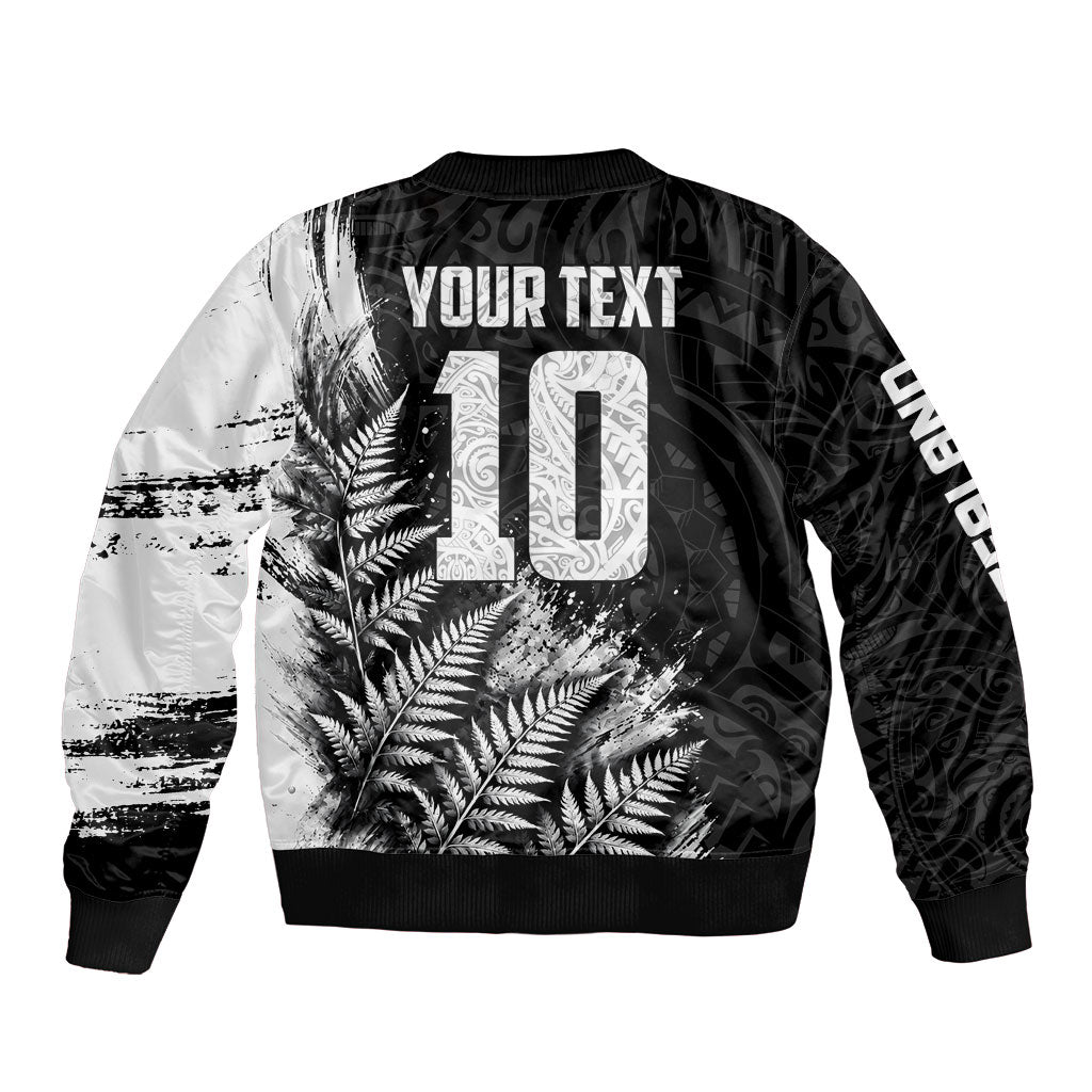 Personalized New Zealand Kiwi Bird Bomber Jacket Grunge Maori Tribal Pattern Silver Fern TS04 - Polynesian Pride