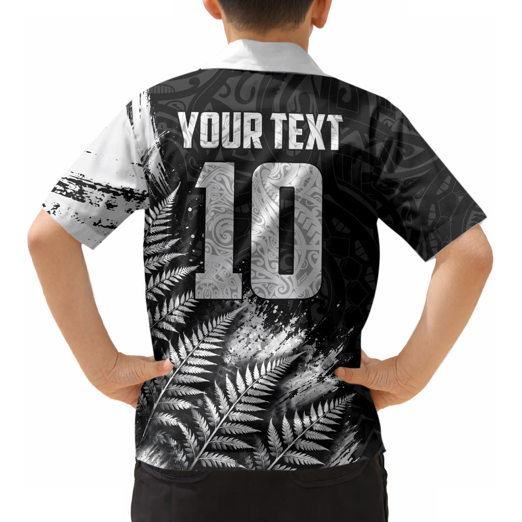 Personalized New Zealand Kiwi Bird Kid Hawaiian Shirt Grunge Maori Tribal Pattern Silver Fern TS04 - Polynesian Pride