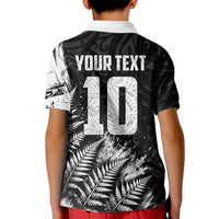 Personalized New Zealand Kiwi Bird Kid Polo Shirt Grunge Maori Tribal Pattern Silver Fern TS04 - Polynesian Pride