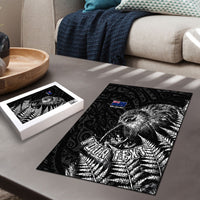Personalized New Zealand Kiwi Bird Puzzle Grunge Maori Tribal Pattern Silver Fern TS04 - Polynesian Pride