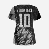 Personalized New Zealand Kiwi Bird Scrub Top Grunge Maori Tribal Pattern Silver Fern TS04 - Polynesian Pride