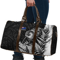 Personalized New Zealand Kiwi Bird Travel Bag Grunge Maori Tribal Pattern Silver Fern TS04 - Polynesian Pride