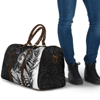 Personalized New Zealand Kiwi Bird Travel Bag Grunge Maori Tribal Pattern Silver Fern TS04 - Polynesian Pride