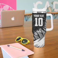 Personalized New Zealand Kiwi Bird Tumbler With Handle Grunge Maori Tribal Pattern Silver Fern TS04 - Polynesian Pride