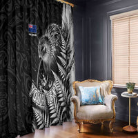 Personalized New Zealand Kiwi Bird Window Curtain Grunge Maori Tribal Pattern Silver Fern TS04 - Polynesian Pride