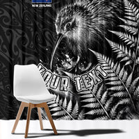 Personalized New Zealand Kiwi Bird Window Curtain Grunge Maori Tribal Pattern Silver Fern TS04 - Polynesian Pride