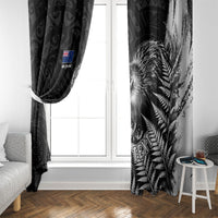Personalized New Zealand Kiwi Bird Window Curtain Grunge Maori Tribal Pattern Silver Fern TS04 - Polynesian Pride