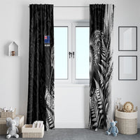 Personalized New Zealand Kiwi Bird Window Curtain Grunge Maori Tribal Pattern Silver Fern TS04 - Polynesian Pride