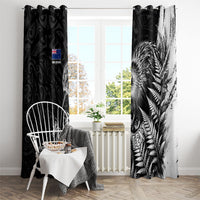 Personalized New Zealand Kiwi Bird Window Curtain Grunge Maori Tribal Pattern Silver Fern TS04 - Polynesian Pride