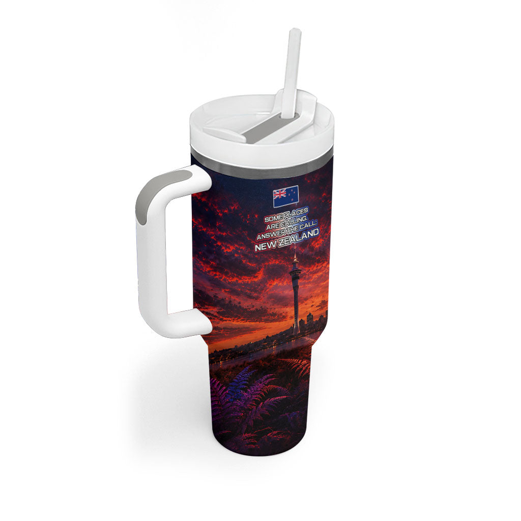 New Zealand Aotearoa Kiwi UFO Tumbler With Handle Sci-Fi Galaxy Sunset Sky Tower And Mountain TS04 - Polynesian Pride