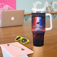 New Zealand Aotearoa Kiwi UFO Tumbler With Handle Sci-Fi Galaxy Sunset Sky Tower And Mountain TS04 - Polynesian Pride