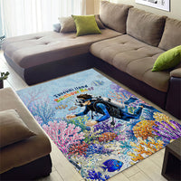 Fiji Taveuni Rainbow Reef Area Rug Scuba Diver Vibrant Undersea Coral Garden Watercolor TS04 - Polynesian Pride
