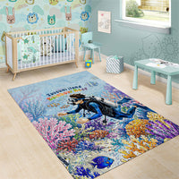 Fiji Taveuni Rainbow Reef Area Rug Scuba Diver Vibrant Undersea Coral Garden Watercolor TS04 - Polynesian Pride