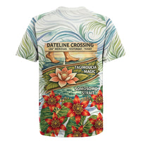 Fiji Taveuni Island Dateline Crossing Rugby Jersey Tropical Cultural Landscape With Tagimoucia Floral Pattern TS04 - Polynesian Pride